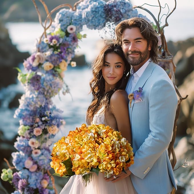 10PCS Faux Hydrangea Flower Hydrangea Artificial Flowers Hydrangea Bouquet Faux Flower Table Centerpieces for Home Wedding Bridal Bouquet Office Party DIY Floral Decor