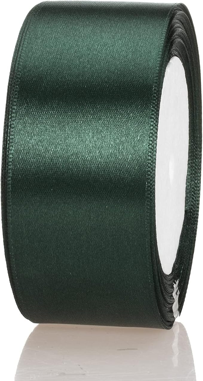 ATRBB 25 Yards 1-1/2 inch Wide Satin Ribbon Perfect for Wedding,Handmade Bows and Gift Wrapping (Green Black)