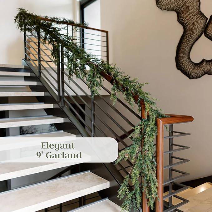 CG Hunter Holiday Collection Faux Garland, Premium Artificial Indoor and Outdoor Large 9-ft Pinecone Christmas Garland, Christmas Decorations and Holiday Greenery