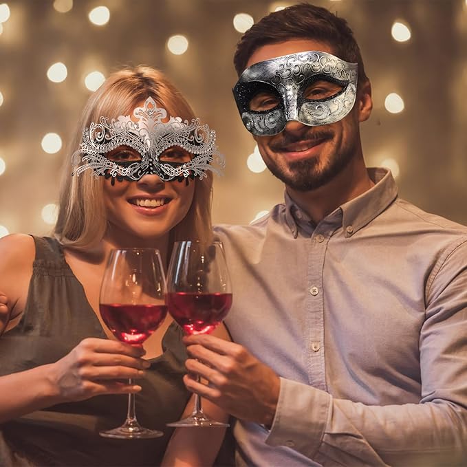Coddsmz Couple Masquerade Mask Set - Venetian & Mardi Gras Mask for Women & Men