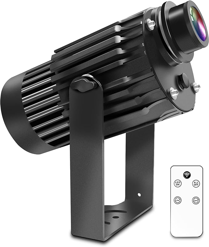100W Logo GOBO Projector for Business, IP65 Waterproof Rotational with Dual Cooling System Outdoor LED Light, DJ Effect Light with Remote Control and Glass Lens for Indoor and Outdoor Use