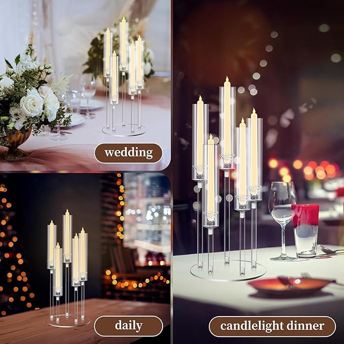 24inch 10pcs Acrylic Candelabra Centerpieces for Tables 5 Arms Wedding centerpieces for Decorations