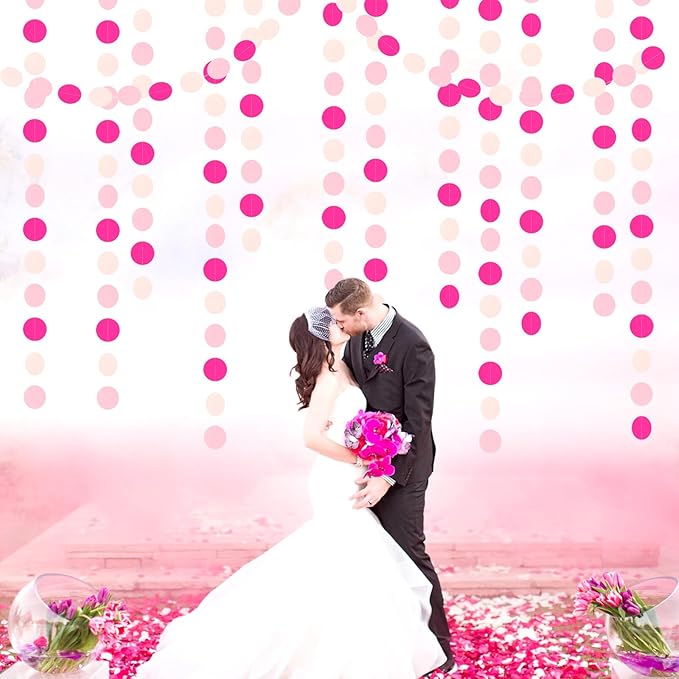 Hot-Pink Party-Decorations Paper-Garland Streamers Banner - 52Ft Girl Birthday Flamingo Baby Shower Engagement Wedding Bachelorette Hanging Decor Ouruola