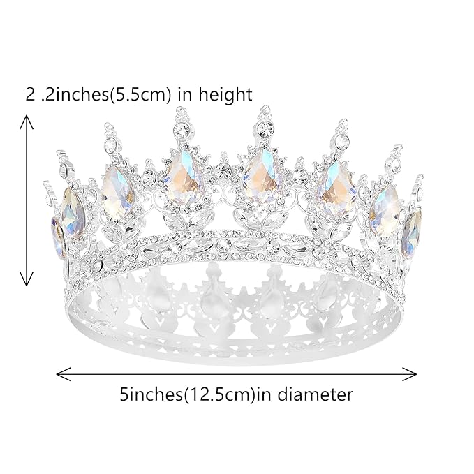 Queen Crown Rhinestone Wedding Crowns and Tiaras for Women Costume Party Hair Accessories Princess Birthday Crown Crystal Bridal Crown (Silver Crown-Moonlight)