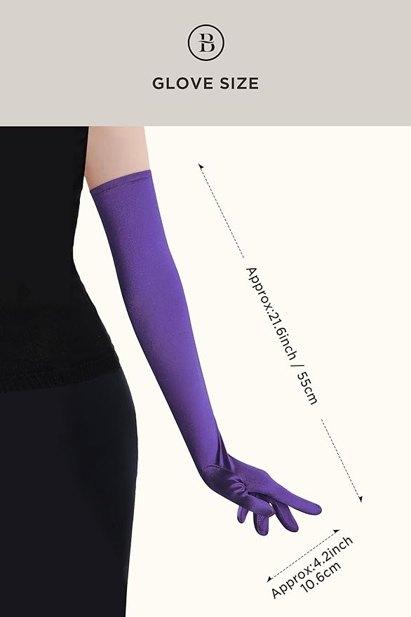 BABEYOND Long Opera Party 1920s Satin Tea Party Gloves Costume Stretchy Adult Size Elbow Length Bridal Gloves