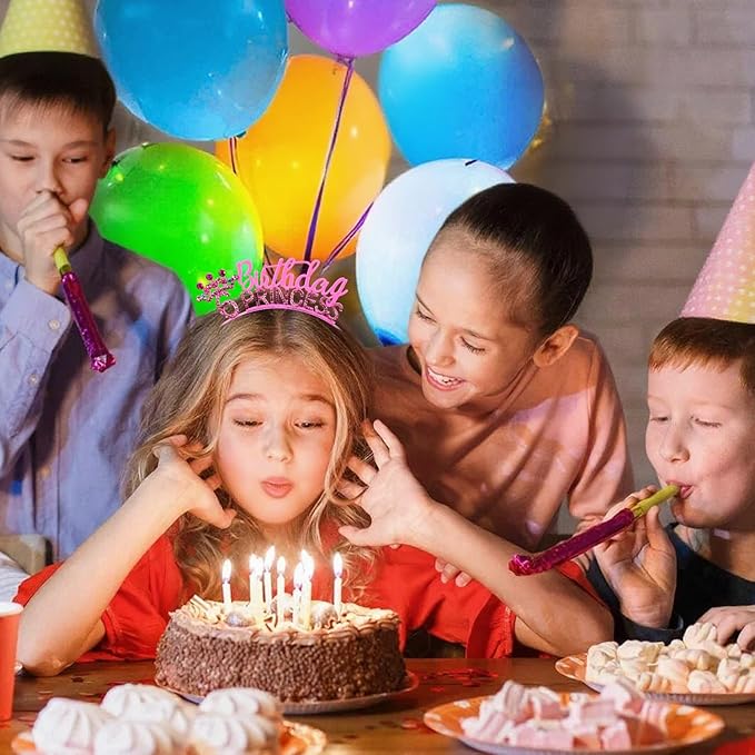 VELSCRUN 2nd 3rd 4-9th Birthday Princess Headband Pink Tiara Crown for Girls It's My Birthday Sash Party Decorations Gifts