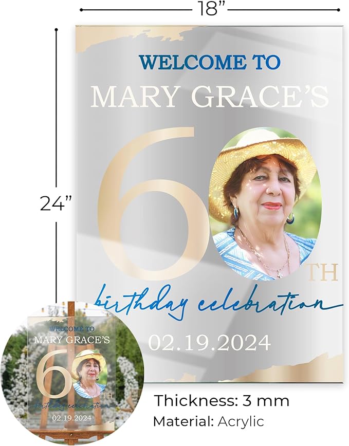 18"x24" Custom Welcome Sign for Party, Personalized Welcome Sign for Birthday Party, Custom Sign in Acrylic, Foam Board, or Coroplast Welcome Signs B (Design J)