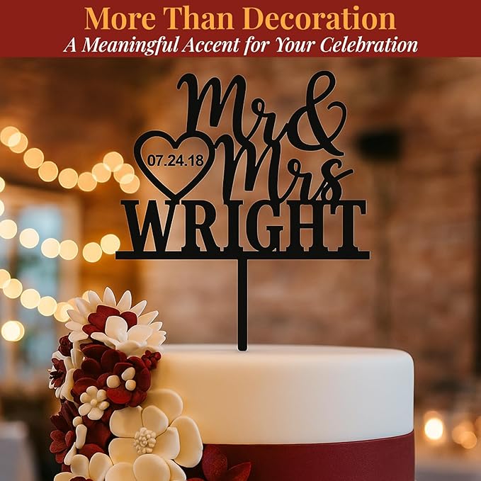 Wedding Cake Toppers - Custom Bride & Groom Design for Your Special Day - Mr & Mrs Cake Topper Brings a Special Touch to Weddings & Anniversaries- Make Your Celebration Unforgettable with Cake Toppers