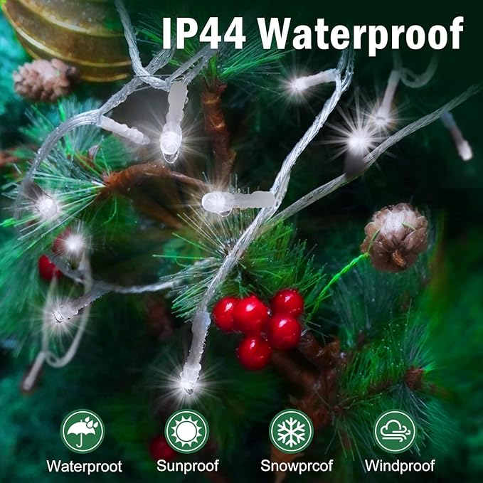 SAUIRS 600FT 1500 LED Christmas Lights Outdoor String Lights with 8 Modes Timer Waterproof Fairy Light Plug in for Outside Indoor Party Xmas Palm Tree Yard Wedding Decorations(Cool White)