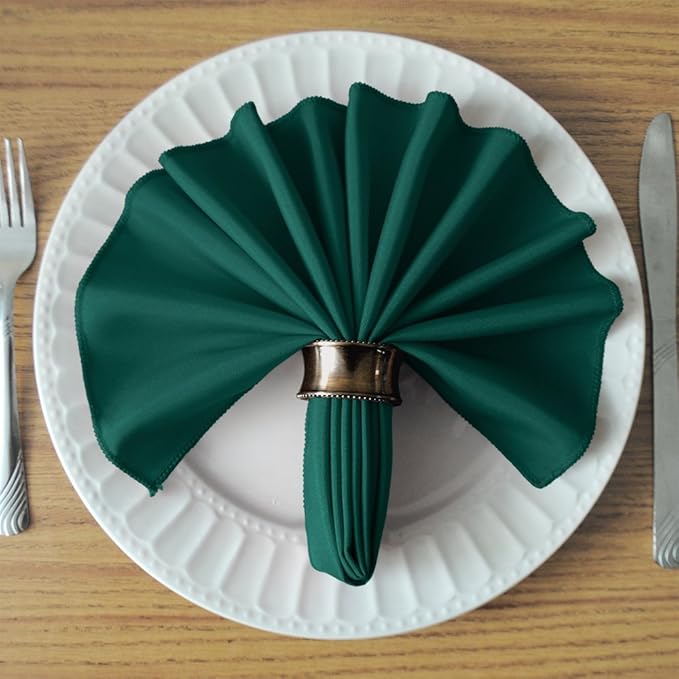 TableLinensforLess 17x17-Inch Cloth Napkins (6, Forest Green)