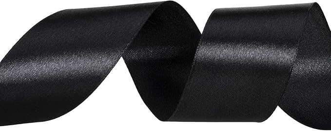 1 1/2 Inch Black Solid Satin Ribbon, 50 Yards Craft Fabric Ribbon for Gift Wrapping Floral Bouquets Wedding Party Decoration