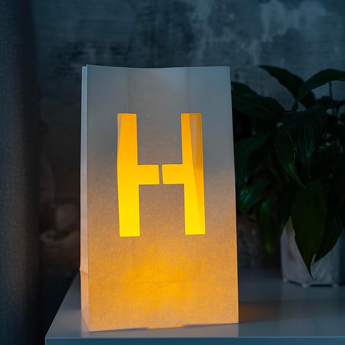 Light Up Letter H - Luminary Bags Perfect for Personalized Happy Birthday Banner, Proposal Decorations, Engagement Party Decorations and Congratulations Banner for Your Loved One