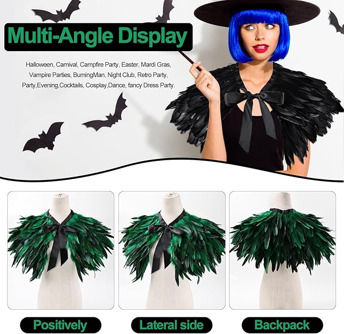 Gothic Natural Feather Shrug Feather Shawl Wrap Cape Victorian Collar for Halloween Cosplay Party Costume Accessories
