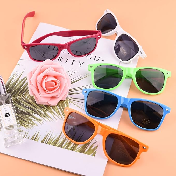 TUPARKA 96 Pieces Party Sunglasses Bulk for Goody Bag Fillers Beach Birthday Party Pool Party Supplies, 12 Neon Colors