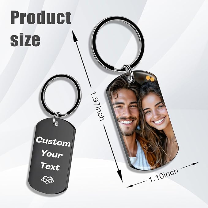 Customized Double Sided Keychain - Personalized Engraved Text/Number/Name Keychain, Custom Key chain Gift for Boyfriend
