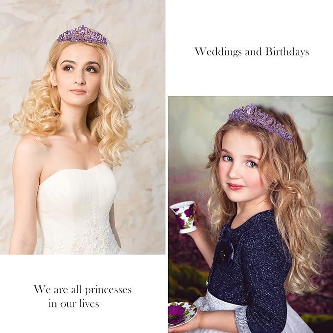 Velscrun Happy Birthday Queen Violets Tiara Crowns for Women, Birthday Girl Sash, Party Favors & Decorations