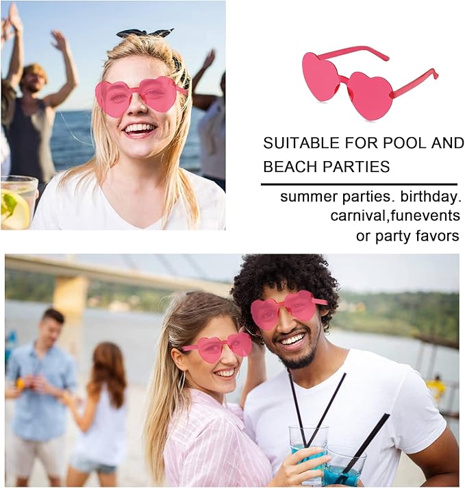 LEFIMOT 12 Pairs Heart Sunglasses for Women Heart Shaped Sunglasses Bulk Colorful Heart Glasses for Party Favor