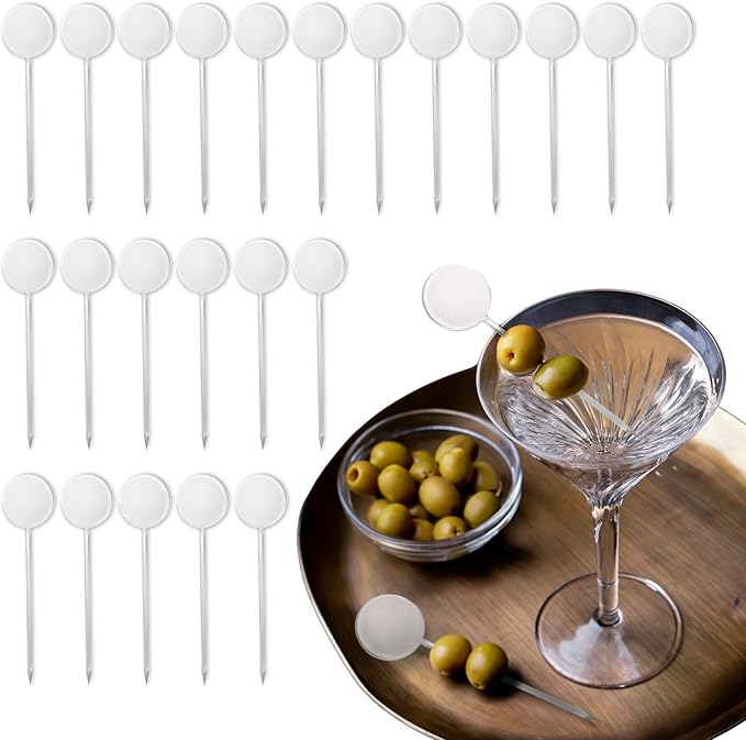 500 Pcs Cocktail Picks Disk Top Prism 7.62cm (3") - Sleek, Stylish Garnish for Cocktails, Perfect Plastic Toothpicks for Appetizers & Drinks, Versatile Fancy Skewers Food Pick for Charcuterie Parties