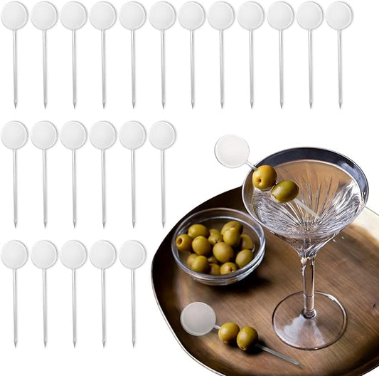 500 Pcs Cocktail Picks Disk Top Prism 7.62cm (3") - Sleek, Stylish Garnish for Cocktails, Perfect Plastic Toothpicks for Appetizers & Drinks, Versatile Fancy Skewers Food Pick for Charcuterie Parties
