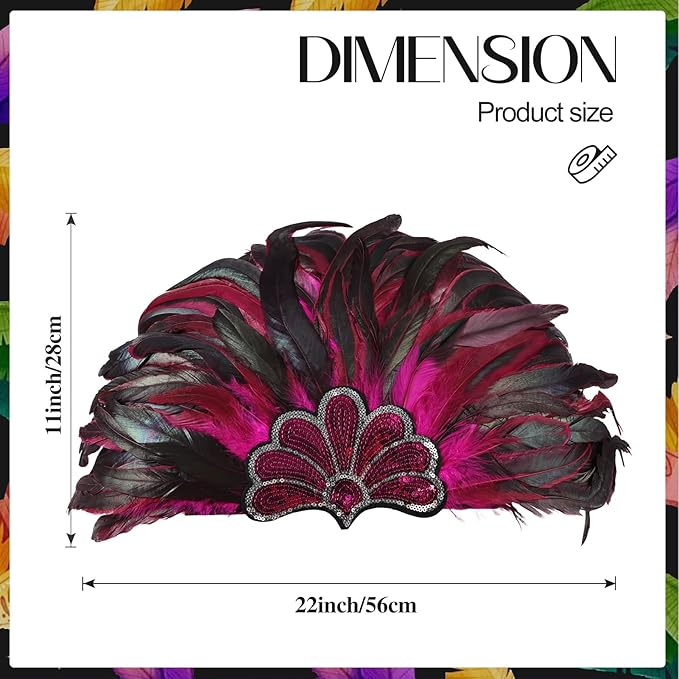 Women's Carnival Feather Headpieces Sequin Headdress for Wedding Masquerade Party Cosplay Feather Headbands