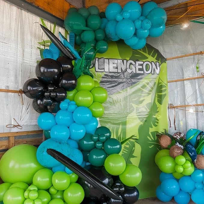 Green Brown Balloons, 50pcs Green Balloon, Dark Brown Light Lime Grassy Teal Blue Balloon for Boy Man Teen Jungle Forest Theme Game Birthday Party Baby Shower Wedding Decorations
