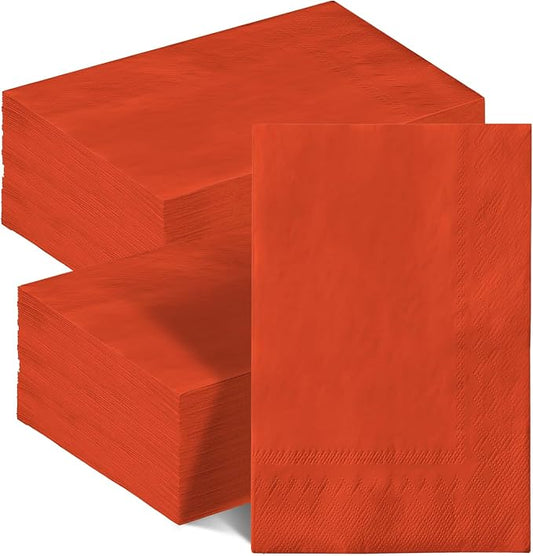 qiqee Orange Red Paper Napkins 13 * 16inch Guest Paper Disposable Towels Napkin Paper Hand Towels for Wedding, Dinner, Birthday Party, Dessert Cocktail ＆ Kitchen Napkins（ 120 Count）