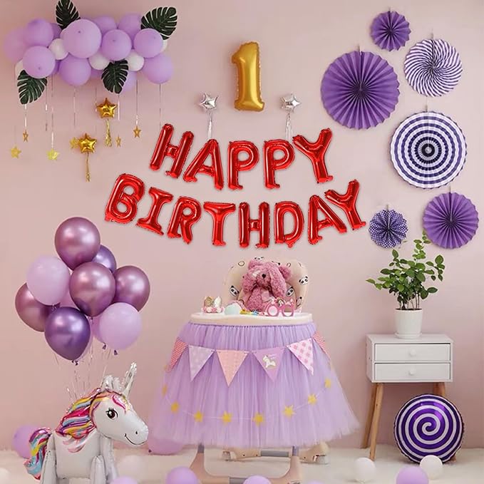 75pcs 16" Happy Birthday Balloon Banner, Red Balloons Letters, Personalized Mylar Foil Birthday Decorations includes 2 Sets A- Z, 1 set Number 0-9 "HAPPY BIRTHDAY" letters