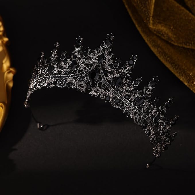 Black Tiara for Women Crystal Queen Crowns Rhinestone Princess Tiaras for Girl Wedding Headband for Bride Hair Accessories for Halloween Costume Birthday Party Prom Mother's Gifts
