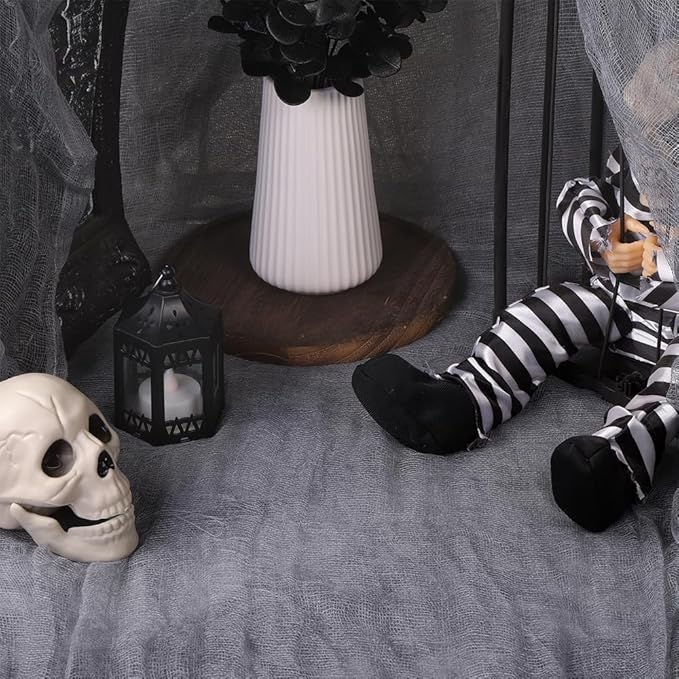 400" x 85" Halloween Creepy Cloth Decoration,Large Grey Spooky Fabric Cloth Scary Gauze Cheesecloth for Haunted House Halloween Party Yard Wall Indoor Outdoor Decor