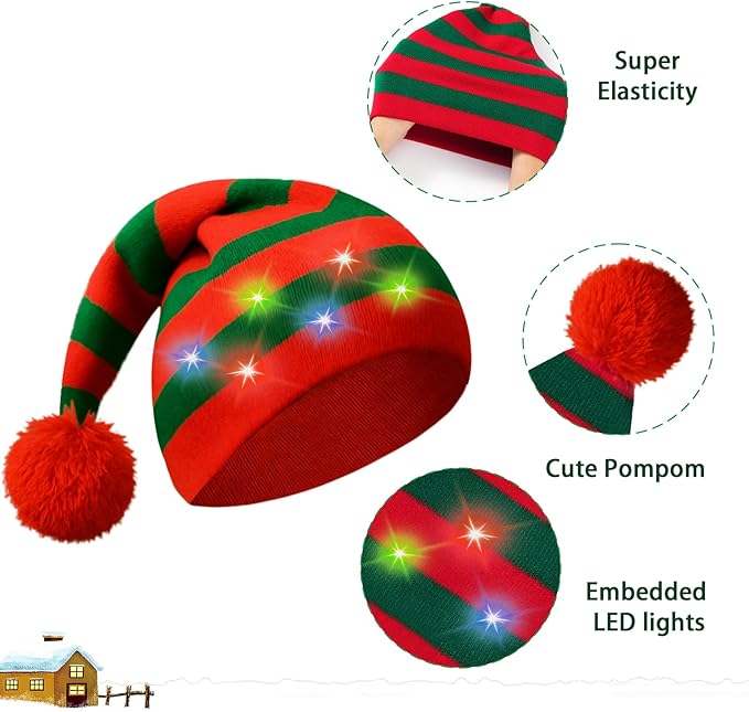 Christmas Light Up Beanie Funny Warm Winter Hats, for Adults Women Men Teens