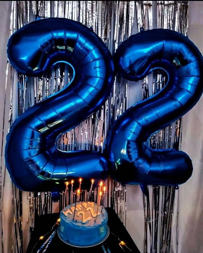 Big 40 Inch Night Blue 2 Number Balloon Birthday Decoration, Night Blue Number 2 Helium Balloons 12 20 22 23 24 26 28 32 42 Celebration, Boy Girl Baby Anniversary Party Graduations Supplies