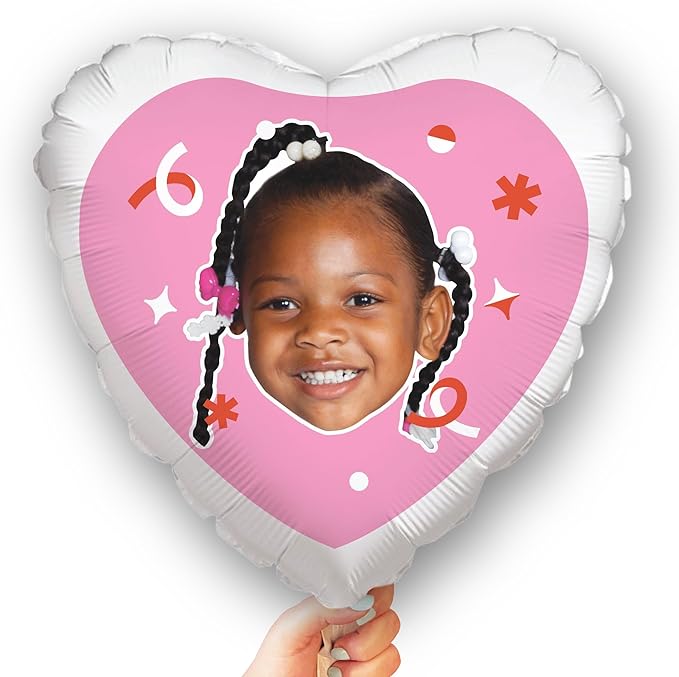 Big Dot of Happiness Personalized Fun Face Photo Pink Heart Balloons, Custom Birthday Balloons, Girl Baby Shower Decorations, Bachelorette Party, Bridal Shower, Double-Sided Mylar Balloon, 1 Piece