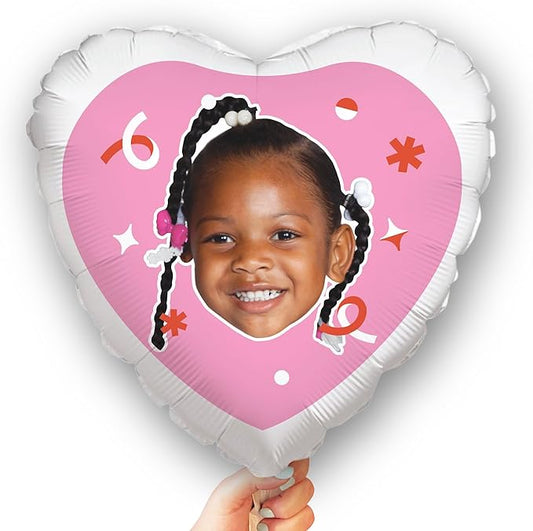 Big Dot of Happiness Personalized Fun Face Photo Pink Heart Balloons, Custom Birthday Balloons, Girl Baby Shower Decorations, Bachelorette Party, Bridal Shower, Double-Sided Mylar Balloon, 1 Piece