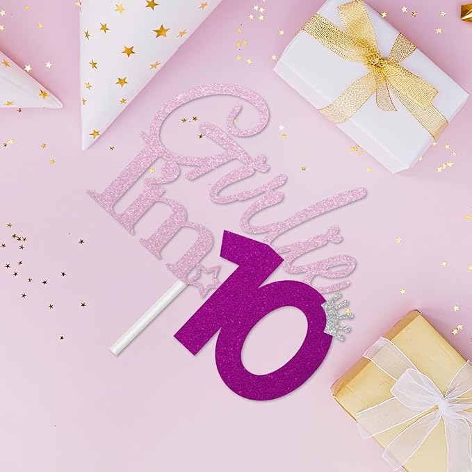 Girlie I'm 10 Cake Topper, 10th Birthday Decorations for Girl, Glitter Funny 10th Birthday Cake Topper, Girlie 10 Year Old Birthday Party Decoration Supplies