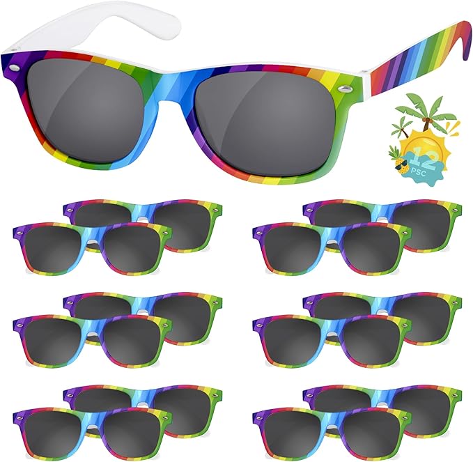 Black Sunglasses Party Favors - 12 Pack Sunglasses Bulk for Wedding Graduation Birthday Pool Beach Party Supplies