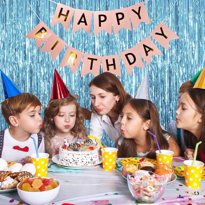 10 Pack Foil Curtain Backdrop Blue Metallic Tinsel Foil Fringe Curtains Photo Booth Props for Birthday Wedding Engagement Baby Shower Bachelorette Christmas Holiday Celebration Party Decorations