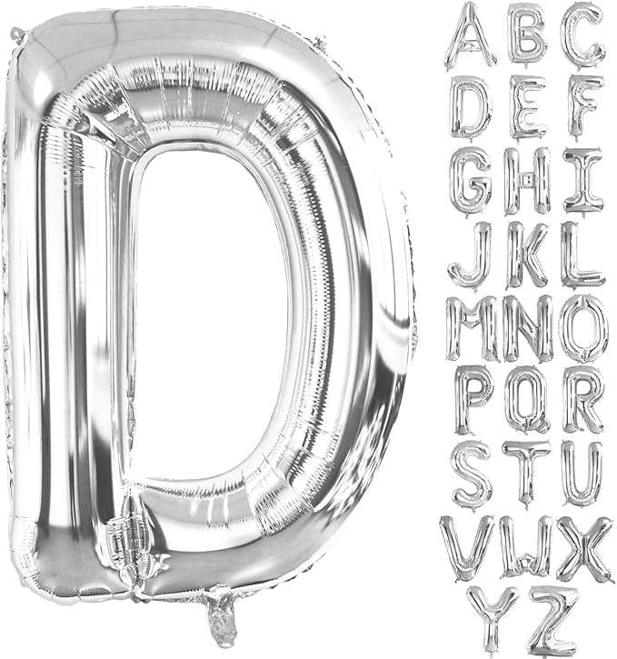 Lovoir 40 Inch Large Silver Letter D Balloons Big Size Jumbo Mylar Foil Helium Balloon for Birthday Party Celebration Decorations Alphabet Silver D