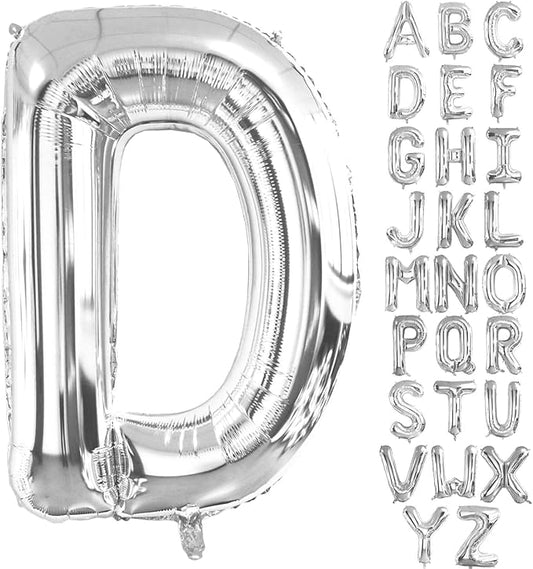 Lovoir 40 Inch Large Silver Letter D Balloons Big Size Jumbo Mylar Foil Helium Balloon for Birthday Party Celebration Decorations Alphabet Silver D