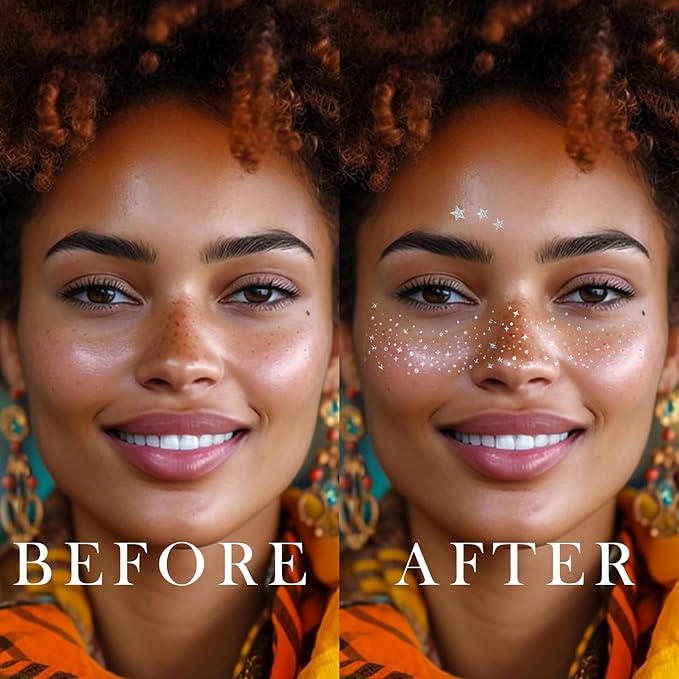 20 Pcs Silver Glitter Freckles Face Tattoos, Silver Glitter Freckles Makeup Patches, Waterproof Sparkle Freckles, Glitter Freckles Temporary Face Tattoos for Women