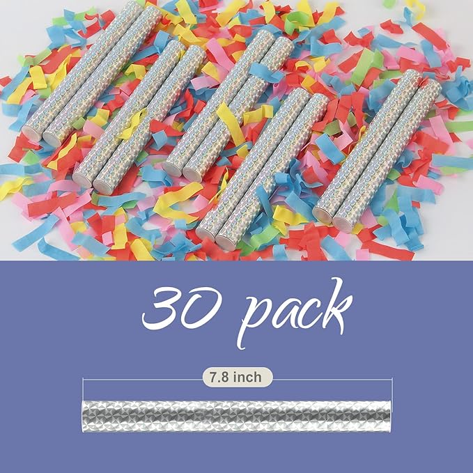 BATTIFE 40Pack Confetti Wands, Colorful Confetti Shoot Poppers, Tissue Paper Flick Flutter Sticks for Wedding Celebrations, Anniversary, Birthday Party Supplies, Multi-Color 7.8inch
