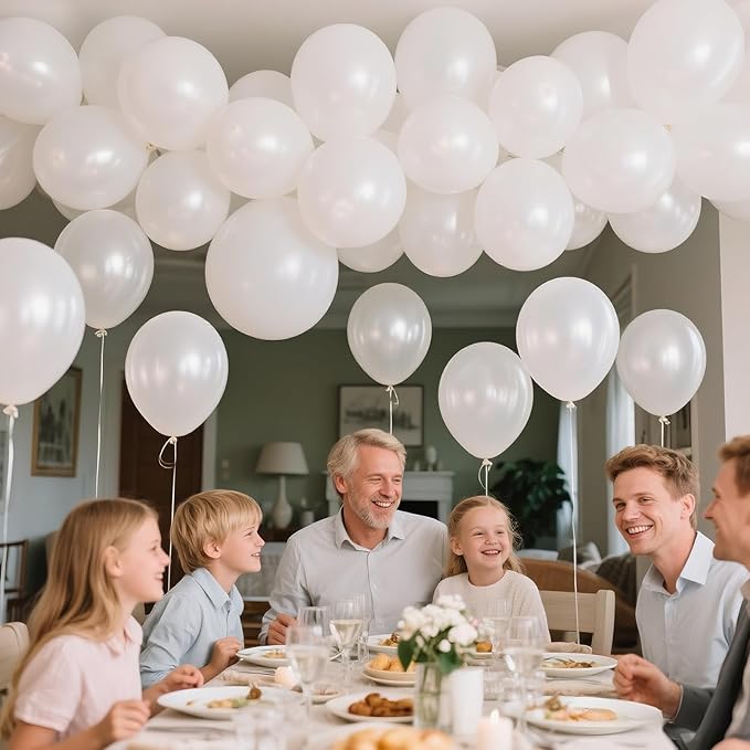 KAWKALSH Pearl White Balloon 110pcs, 12 Inch Thickened Latex Party Balloons Helium Bright Color for Birthday Baby Shower Wedding Party Supplies Arch Garland Decoration