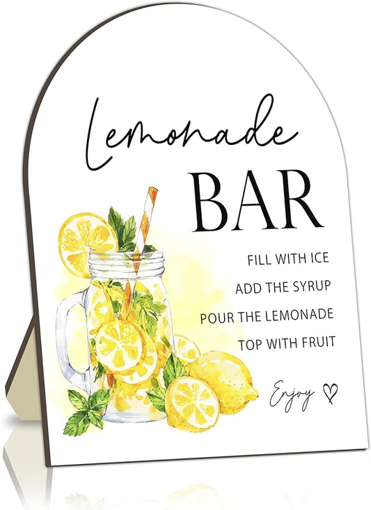 Lemonade Bar Table Sign, Lemonade Bar Sign for Baby Shower, Lemon Wooden Welcome Stand Signs, Drinking Station Decorations, Lemon Party Wooden Signs, Gender Reveal Party Decor Supplies 8x10 Inch