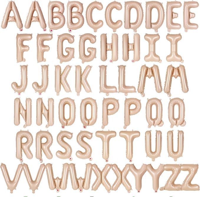 52 Pcs Caramel Letter Balloons,16 Inch Foil Alphabet Letter Balloons,Letter A-Z Balloon Banner Custom Phrase Balloon for Birthday Party Wedding Anniversary Decoration (Caramel 52pcs)