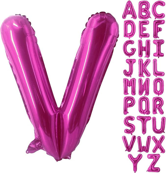 Lovoir 40 Inch Large Hot Pink Letter V Balloons Big Size Jumbo Mylar Foil Helium Balloon for Birthday Party Celebration Decorations Alphabet Hot Pink V