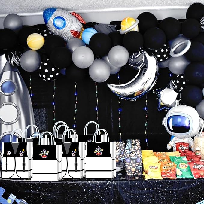 16 Pieces Astronaut Vest Birthday Goodie Bags,Outer Space Gift Snacks Treat Candy Favors Bags with Handles for Space Suit Theme Birthday Party Decorations