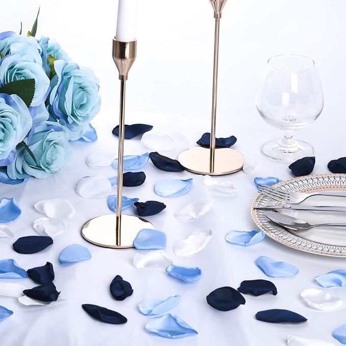 Silk Rose Petals 300pcs Navy Blue Flower Petals for Wedding Flower Girl Anniversary Table Centerpieces Party Favor Valentines Day Decoration