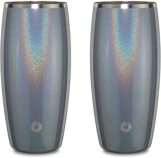 SNOWFOX Premium Vacuum Insulated Stainless Steel Beer Glass, Home Bar Accessories, Elegant Bartending, Lightweight Pint Glasses, Sleek Drinkware, Frosty Beverages Stay Cold, 18oz, Set of 2, Grey