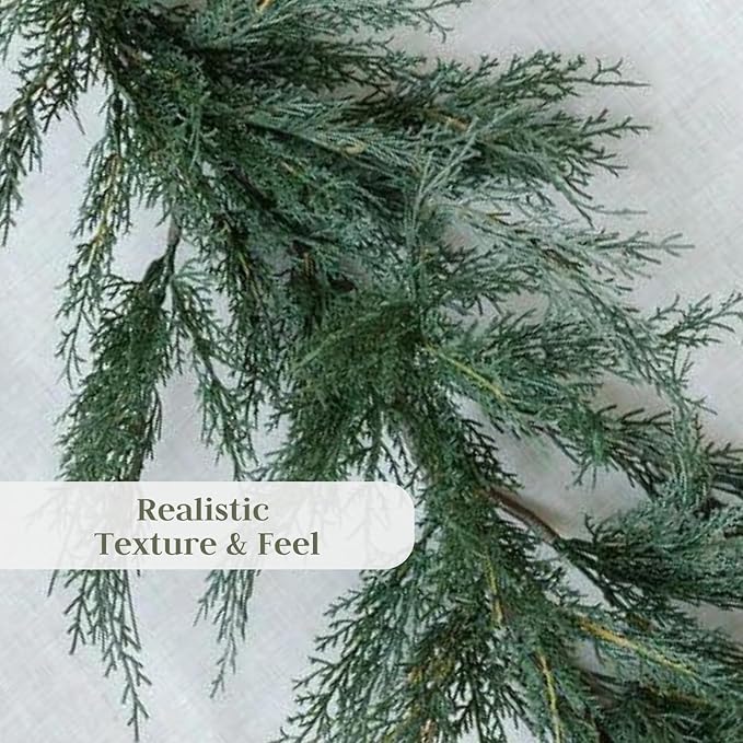CG Hunter Holiday Collection Cedar Garland, Premium Artificial Indoor & Outdoor Cedar 9' Long Christmas Garland, Christmas Decorations and Holiday Greenery