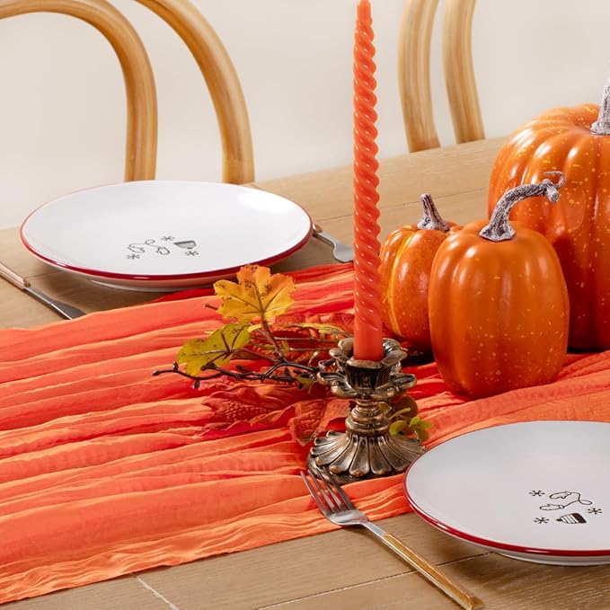 Fall Table Runner Orange Cheesecloth Table Runners 10 Pack 10FT Baby Shower Decoration 120 Inches Table Decor Dining Room Centerpiece Thanksgiving Wedding Boho Baby Shower Birthday