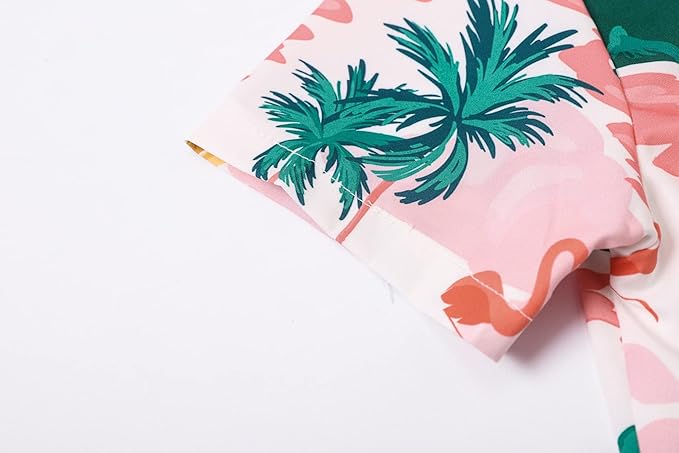 Cromoncent Matching Hawaiian Outfits for Family, Dad and Son Matching Luau Beach Tropical Shirts Mommy Daughter Tropical Sets